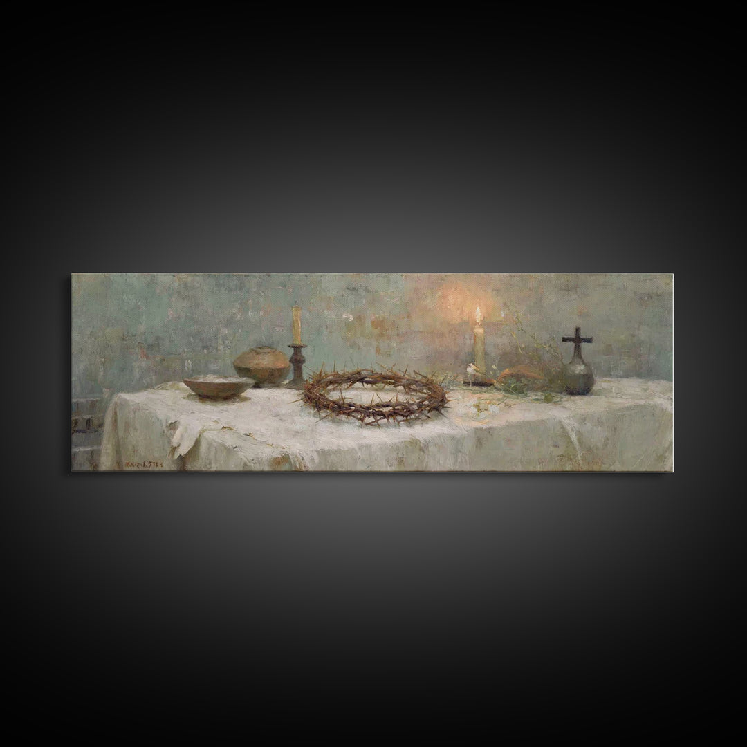 Thorns Of Grace – Framed Canvas Print – Panoramic Frame – Christian Art Canvas – Christian Wall Art – Christian Painting – Subtle Christian