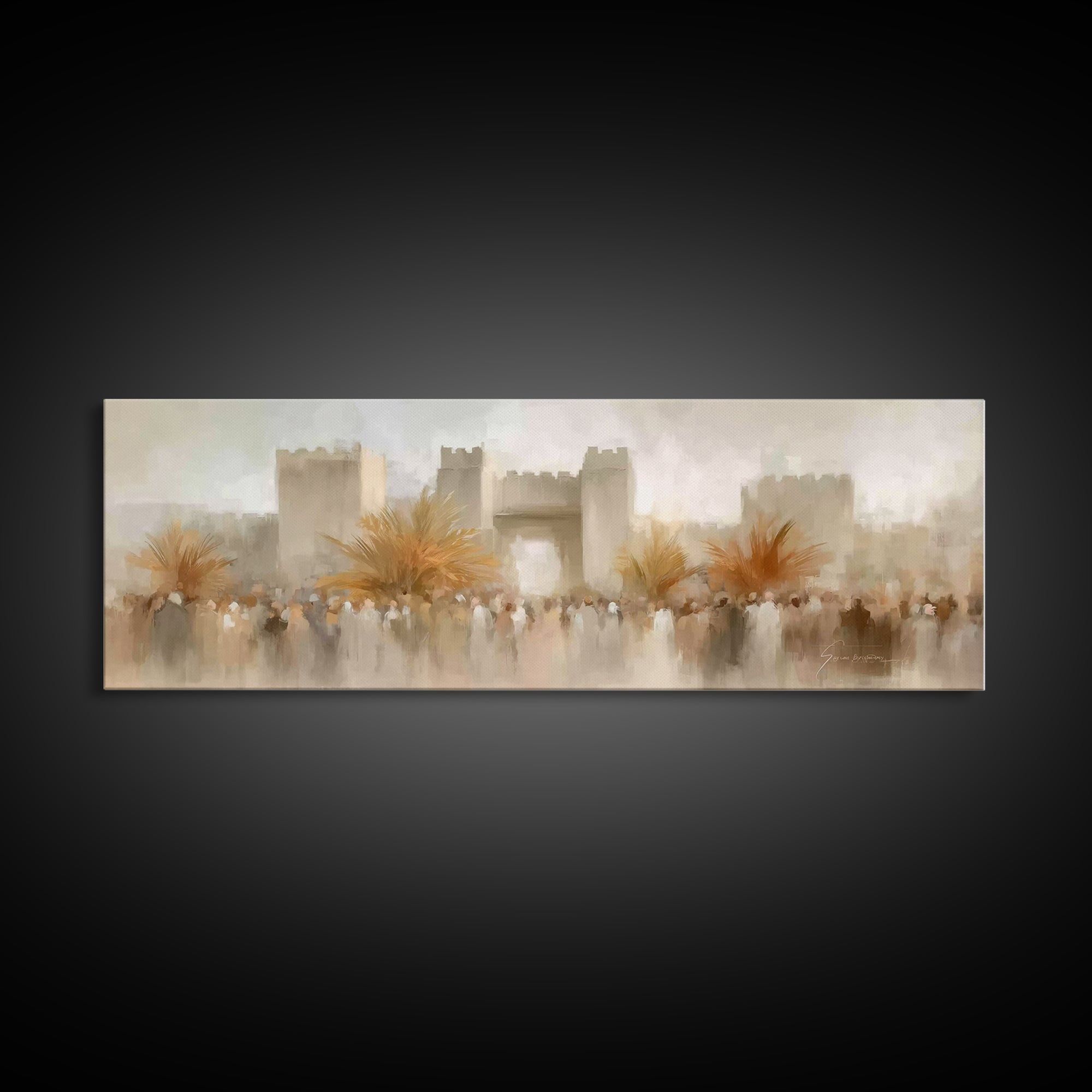 Palm Branch Triumph – Framed Canvas Print – Panoramic Wall Art – Christian Art – Christian Art Prints – Jesus Painting – Christmas Wall Art