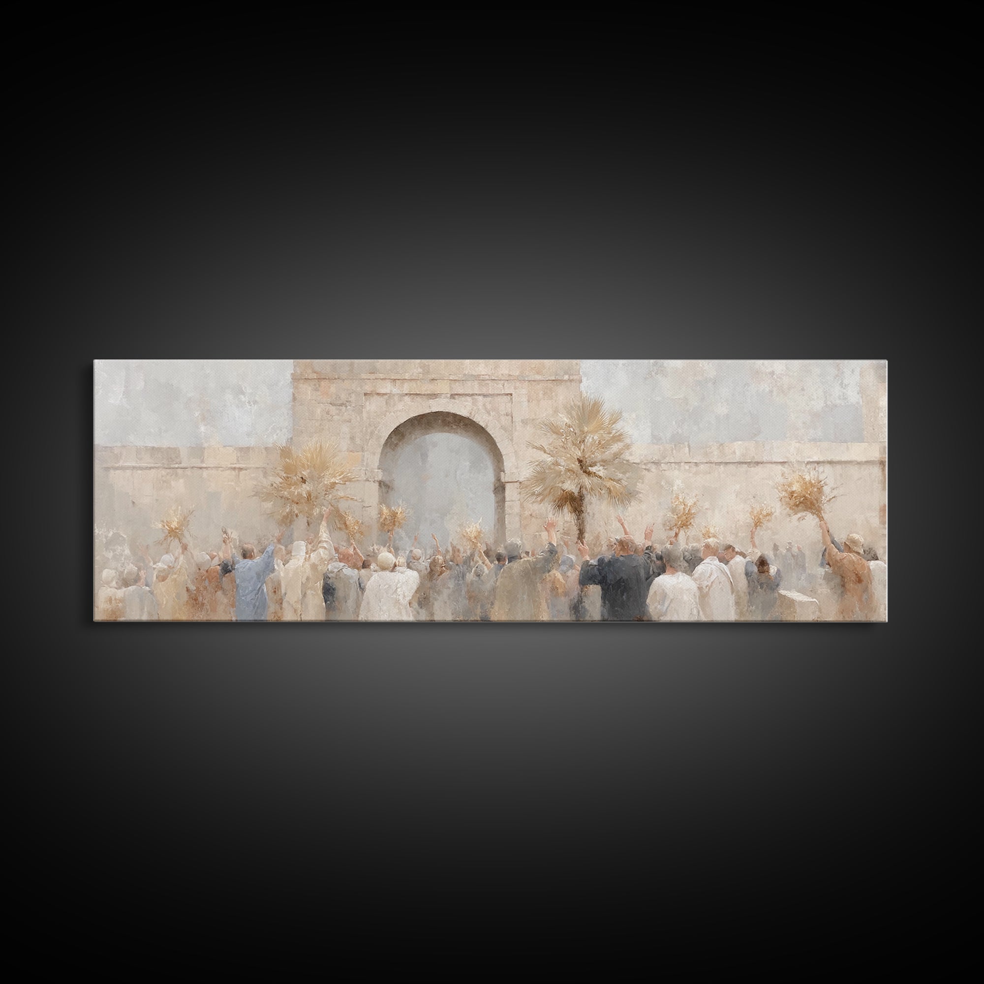 Jerusalem Sunrise Entry | Framed Canvas Print | Panoramic Painting | Christian Wall Art | Christmas Art Work | Christian Art Canvas | Jesus