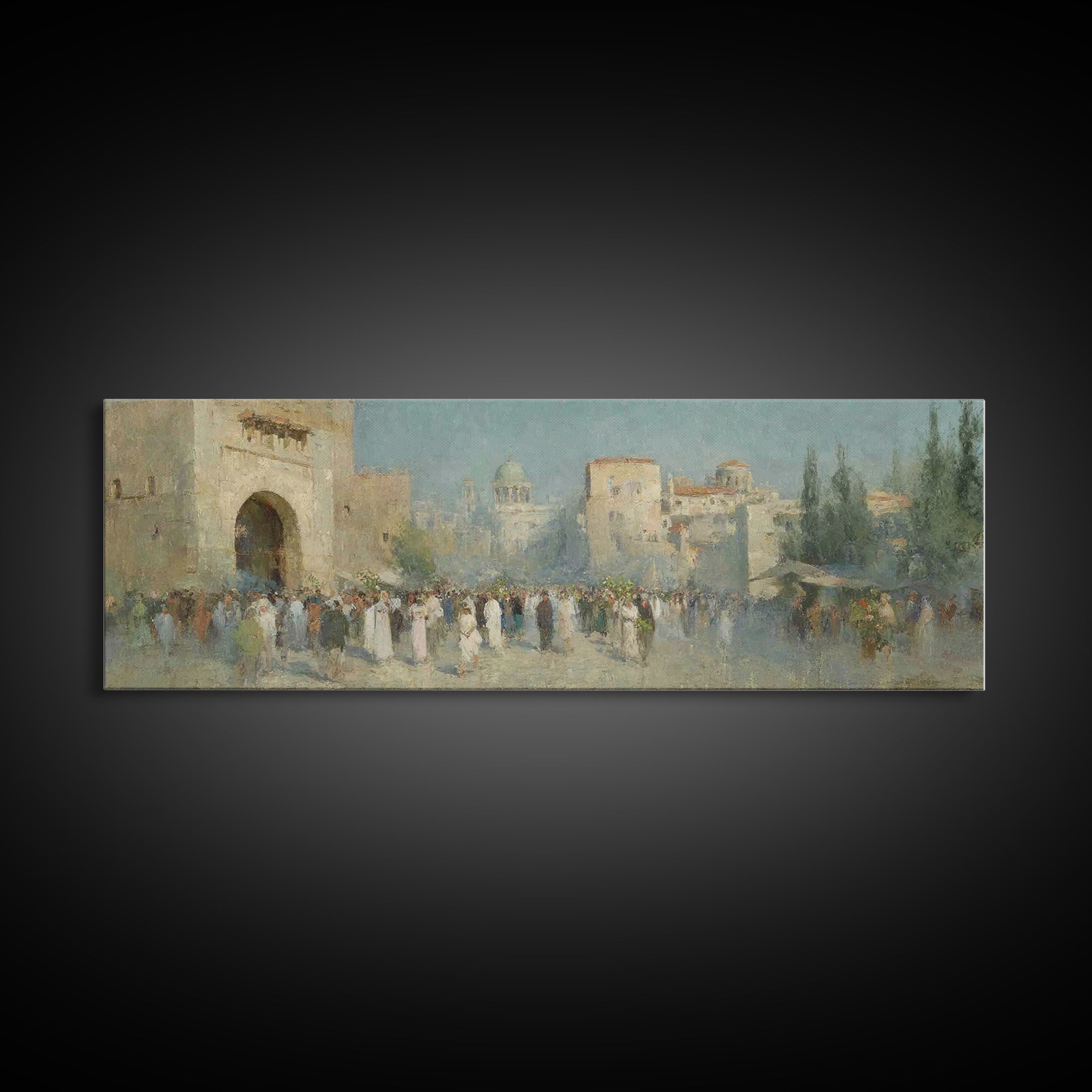 Golden Gate Rejoicing, Framed Canvas Print, Panoramic Print, Christian Wall Art, Christian Art Canvas, Christian Christmas Art, Jesus Paint