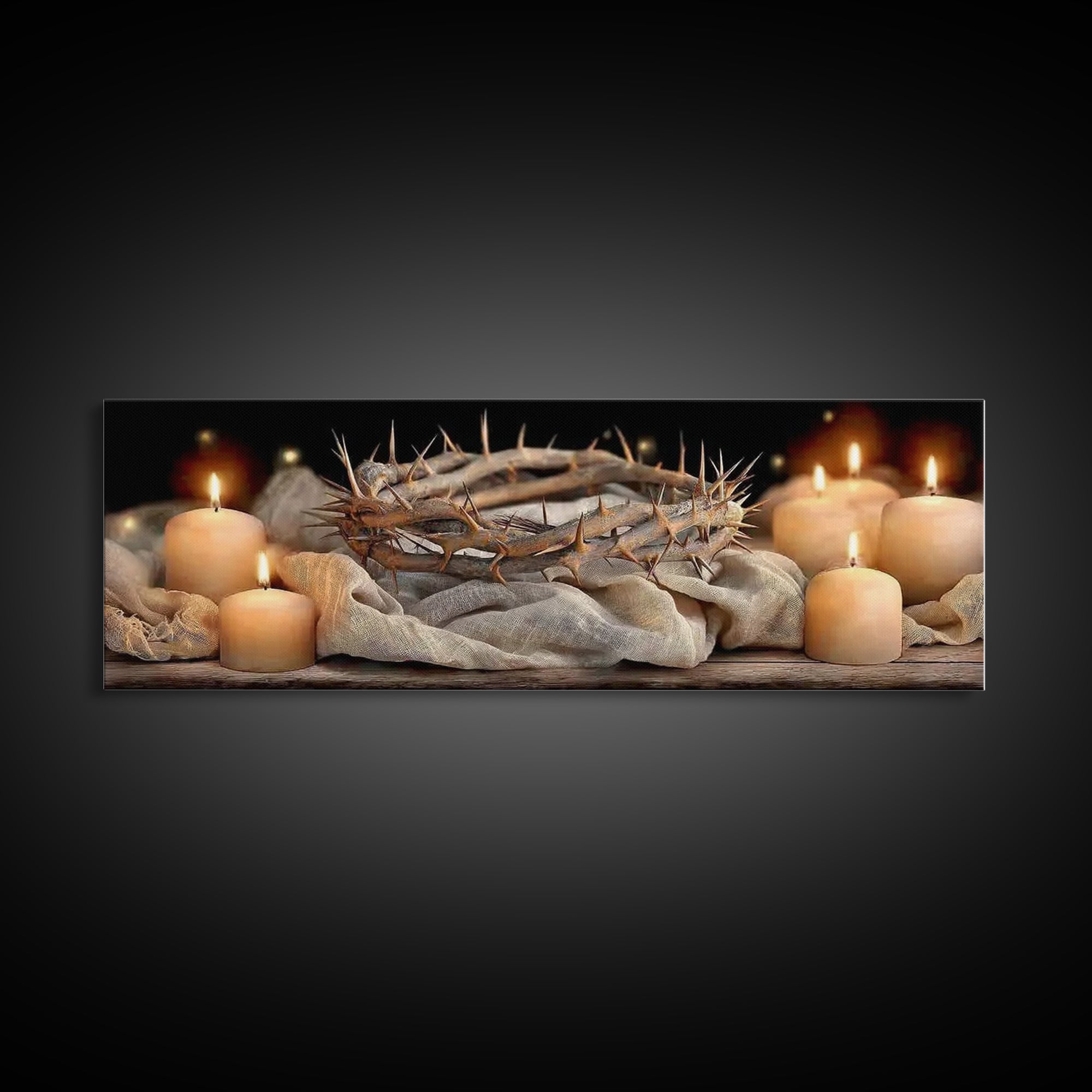Crown Of Mercy – Framed Canvas Print – Christian Wall Art – Christian Art Canvas – Panoramic Art – Jesus Painting – Christian Christmas Art