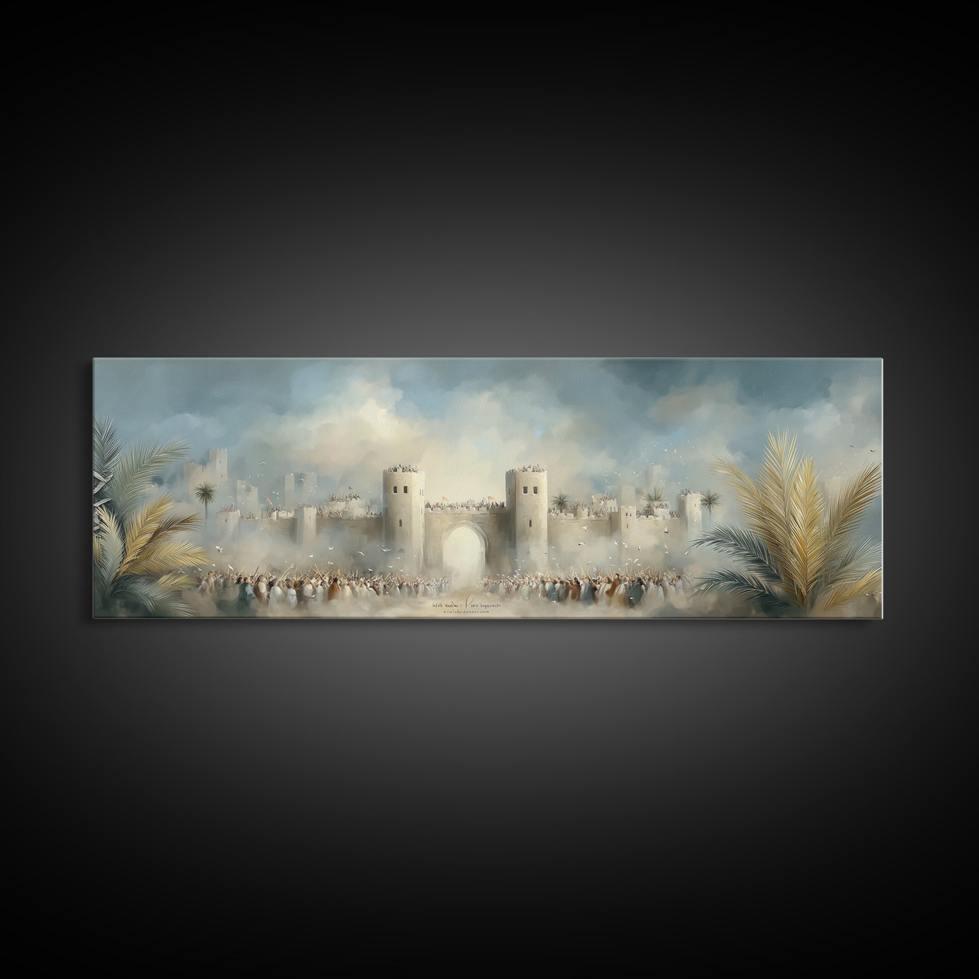 Triumphant City Gate – Framed Canvas Print – Panoramic Art – Christian Wall Art – Christian Art Canvas – Jesus Painting – Christian Decor –