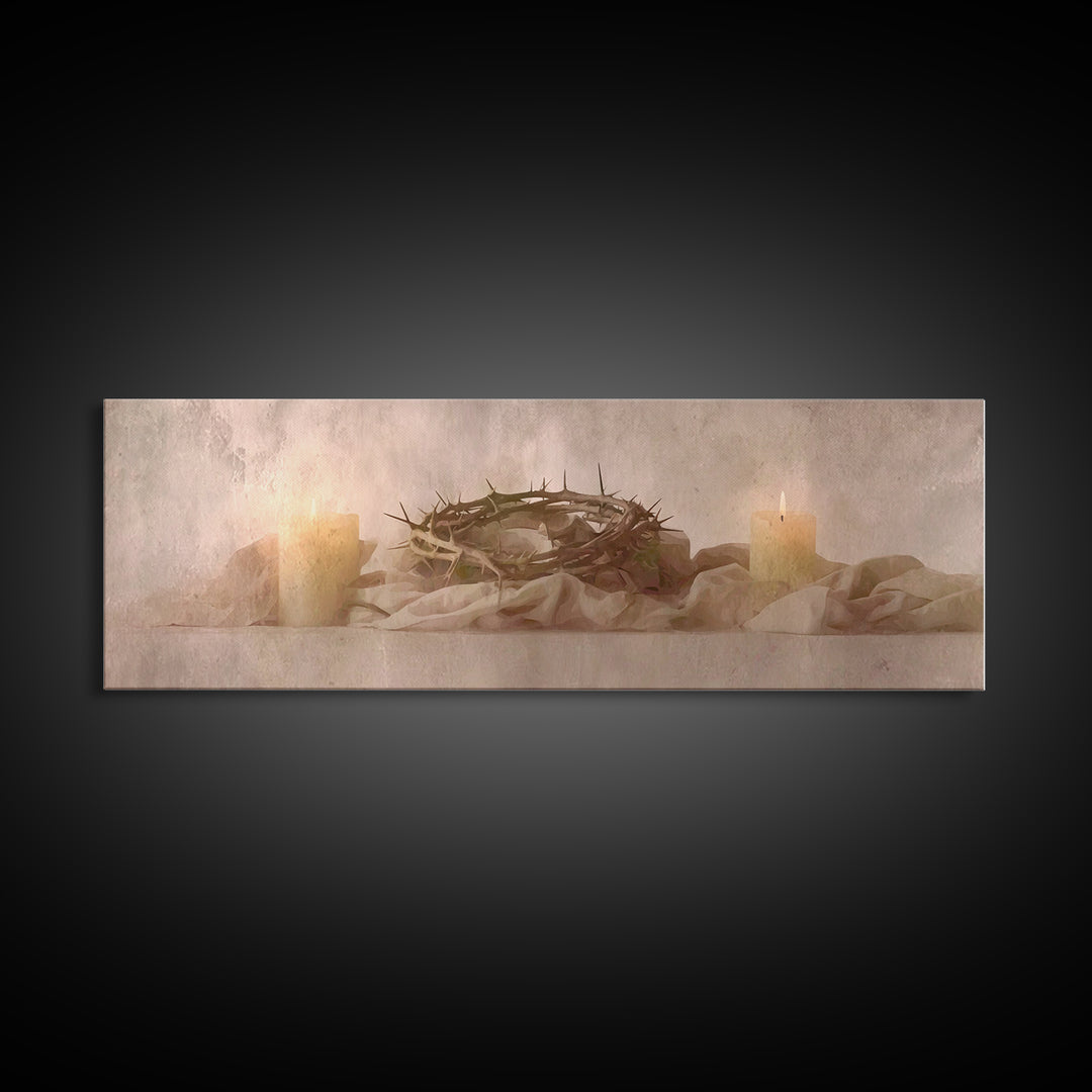 Thorns Of Grace | Framed Canvas Print | Christian Art Canvas | Christian Wall Art | Panoramic Painting | Christian Decor | Christmas Art