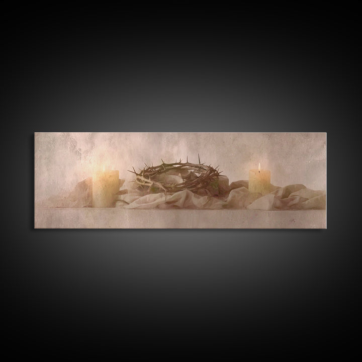 Thorns Of Grace | Framed Canvas Print | Christian Art Canvas | Christian Wall Art | Panoramic Painting | Christian Decor | Christmas Art