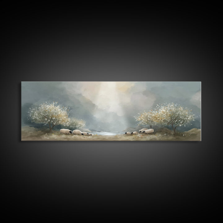 Fields Of Mercy | Framed Canvas Print | Christian Wall Art | Christian Art Canvas | Panoramic Frame | Jesus Painting | Christmas Wall Art