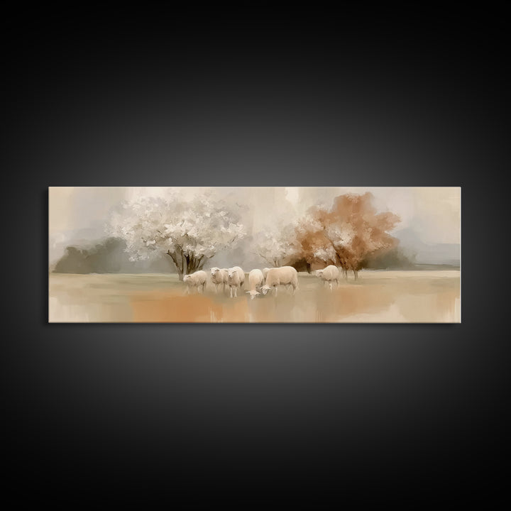 Pasture Of Light, Framed Canvas Print, Christian Wall Art, Christian Art Canvas, Panoramic Art, Jesus Painting, Christian Christmas Art