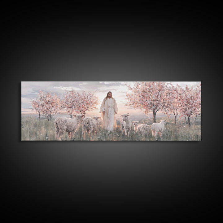 Garden Of Stillness – Framed Canvas Print – Christian Wall Art – Christian Art Canvas – Panoramic Painting – Jesus Art – Christmas Art