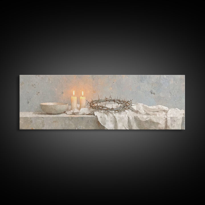 Silent Redemption, Framed Canvas Print, Christian Art, Christian Wall Art, Panoramic Art, Christian Art Canvas, Christmas Art, Unique Chris