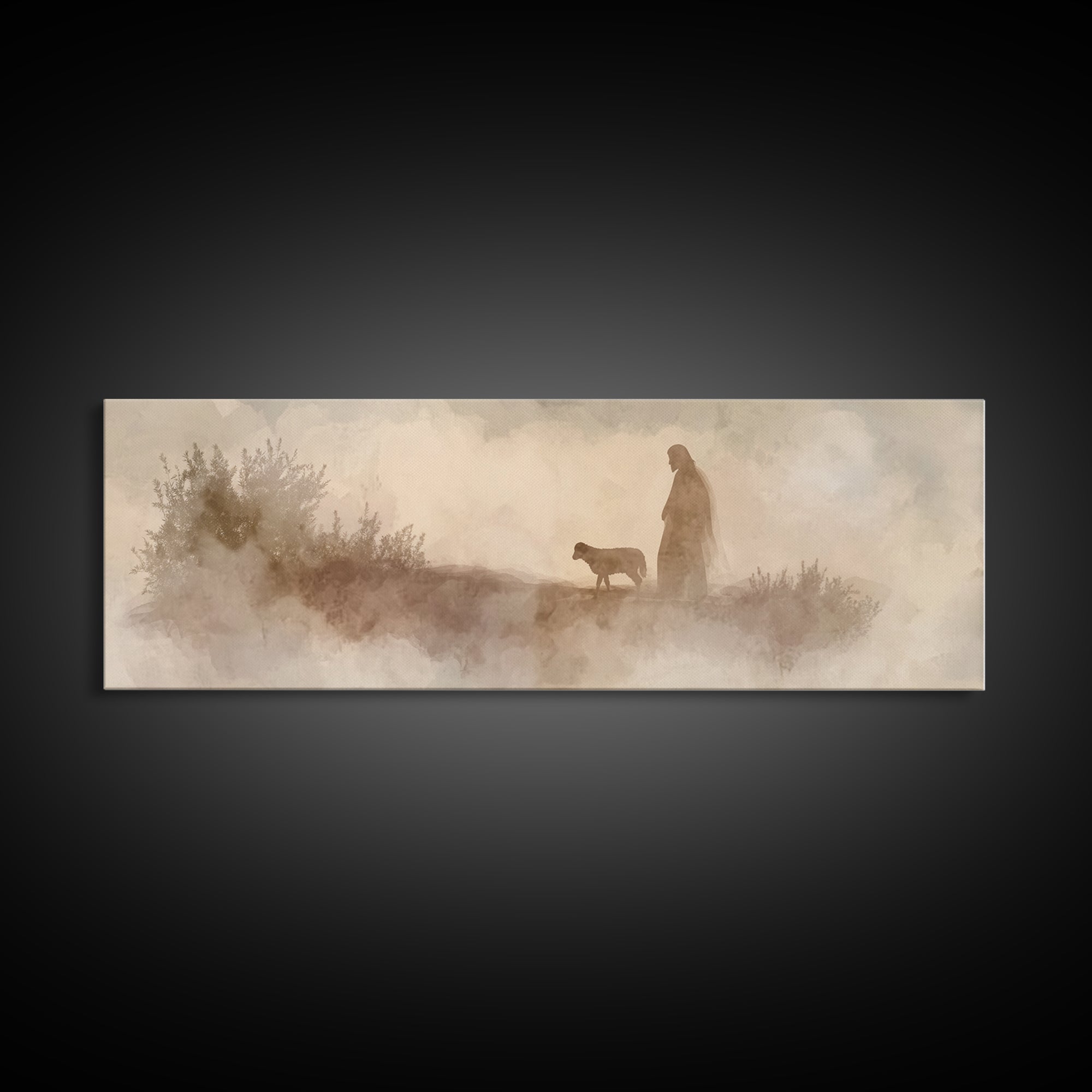 Path Of Gentle Hope – Framed Canvas Print – Panoramic Art – Christian Wall Art – Jesus Painting – Christian Art Canvas – Christian Christma