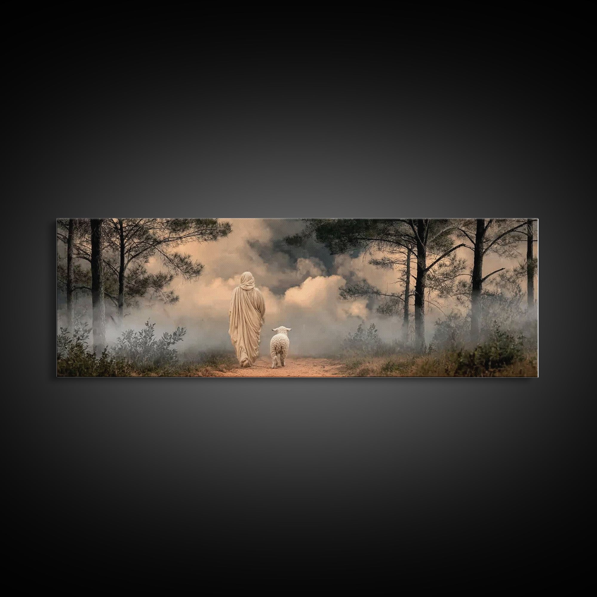 Clouds Of Promise – Framed Canvas Print – Panoramic Wall Art – Christian Art Canvas – Jesus Painting – Christian Christmas Art – Christian