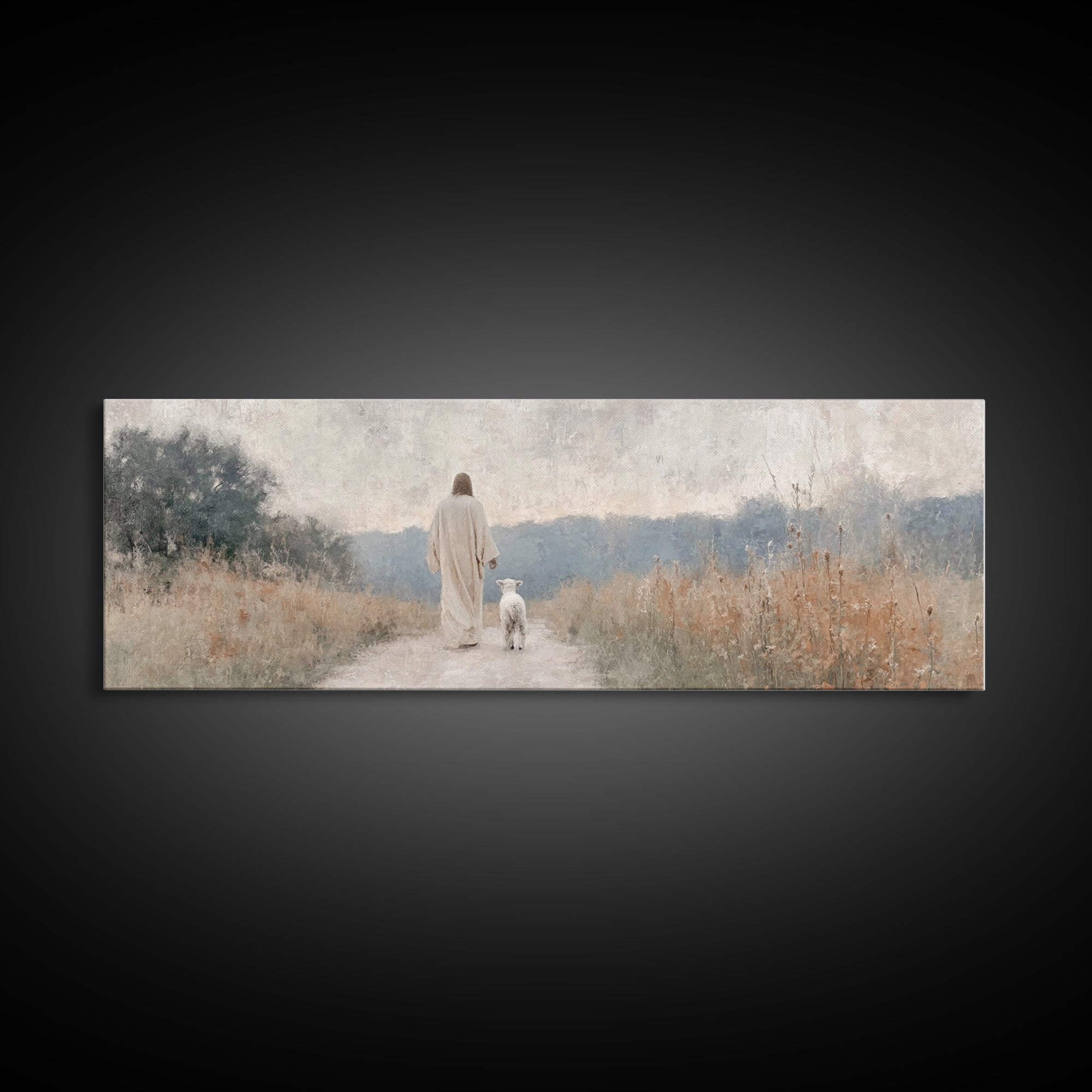 Morning Of Peace – Framed Canvas Print – Panoramic Art – Christian Wall Art – Christian Art Canvas – Jesus Painting – Christmas Art