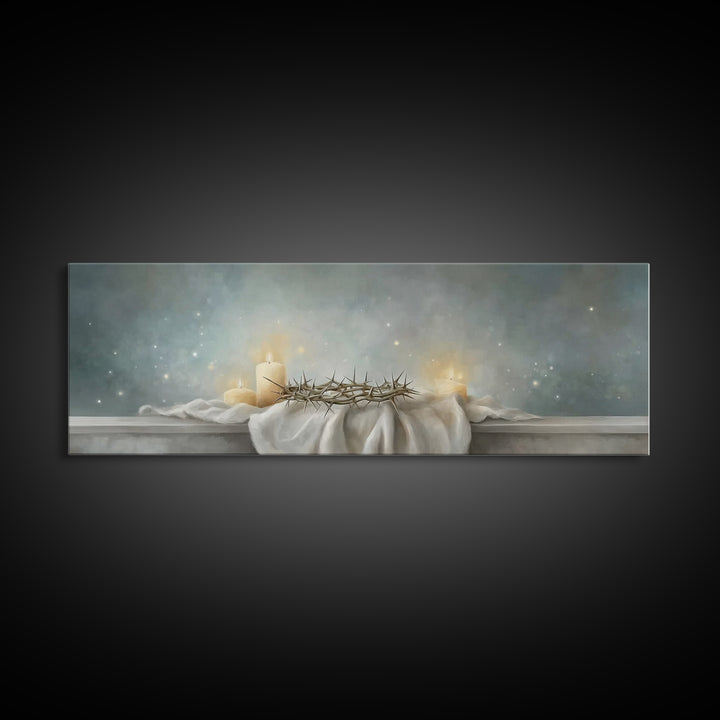 Sacred Vigil – Framed Canvas Print – Christian Art – Christian Art Canvas – Panoramic Wall Art – Christian Christmas Art – Modern Christian