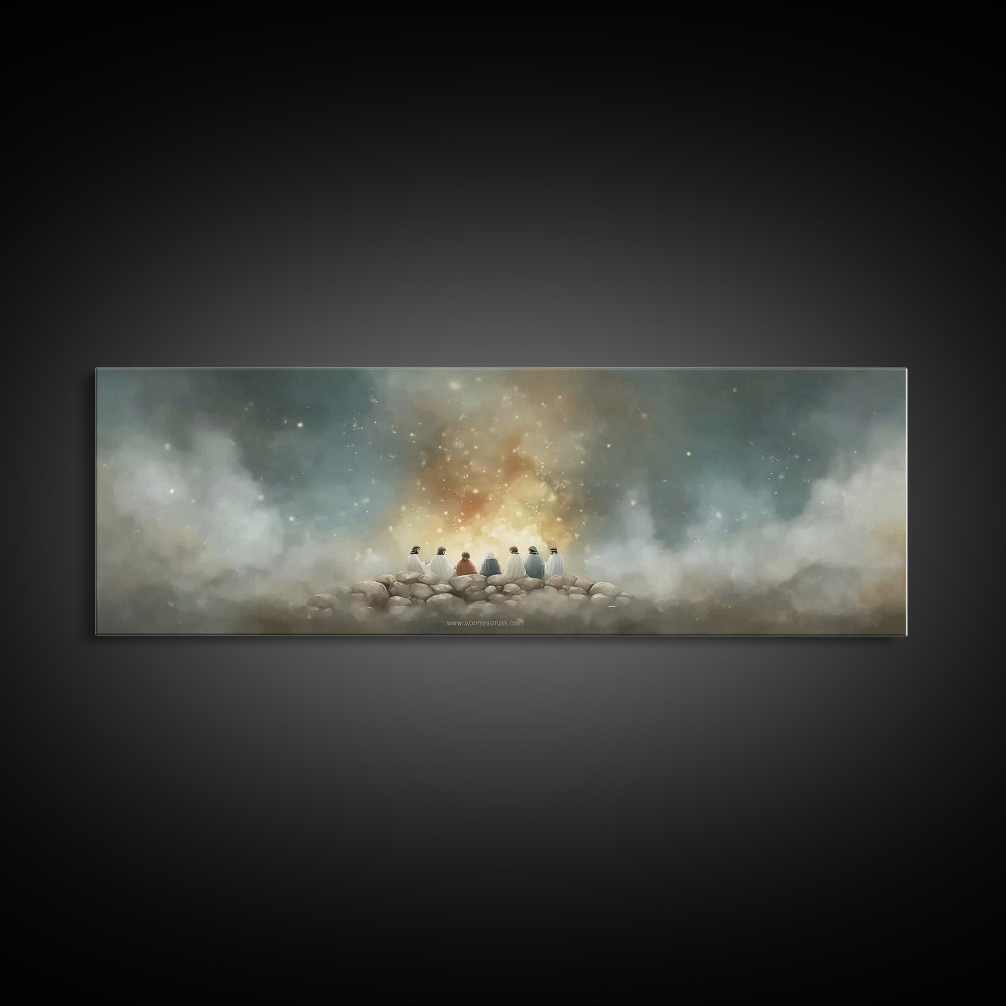 Mount Of Light – Framed Canvas Print – Christian Art – Christian Art Canvas – Jesus Painting – Panoramic Painting – Christmas Art