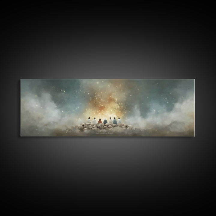 Mount Of Light – Framed Canvas Print – Christian Art – Christian Art Canvas – Jesus Painting – Panoramic Painting – Christmas Art