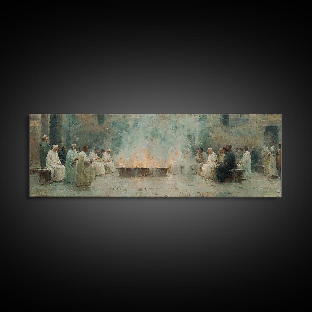 Celestial Summit Glow | Framed Canvas Print | Christian Wall Art | Christian Art Canvas | Jesus Painting | Panoramic Frame | Christmas Art