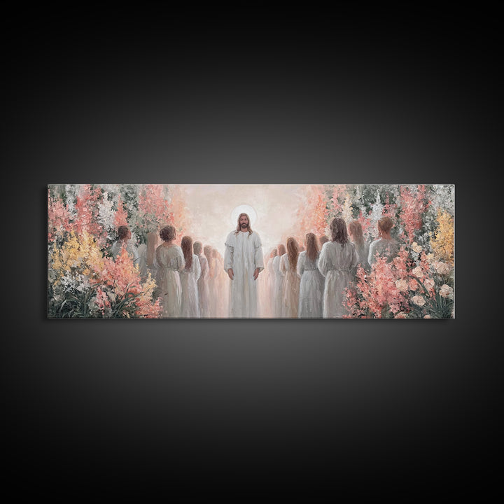Blessing Of The Master – Framed Canvas Print – Christian Wall Art – Jesus Painting – Christian Art Canvas – Panoramic Wall Art – Christmas