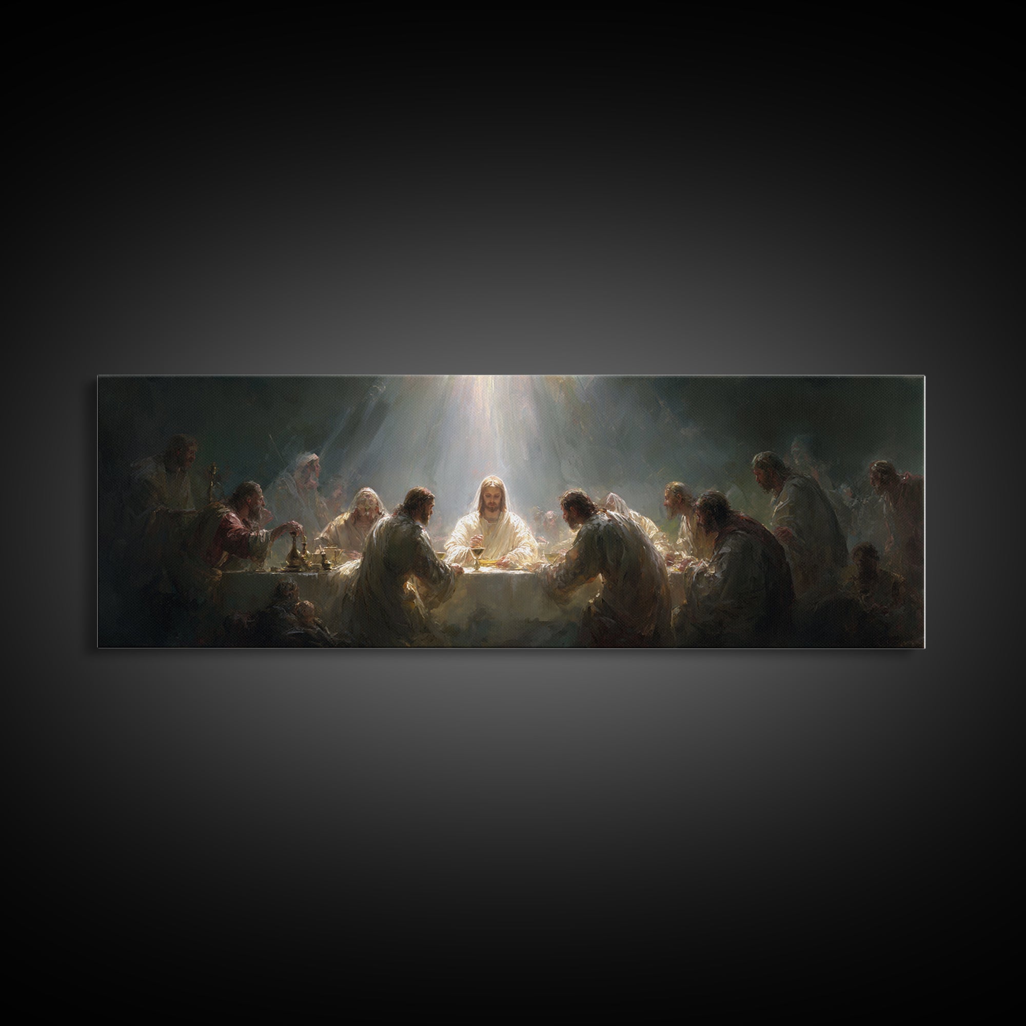 Garden Of Radiance | Framed Canvas Print | Christian Art | Christian Art Canvas | Jesus Painting | Panoramic Art | Christian Christmas Art