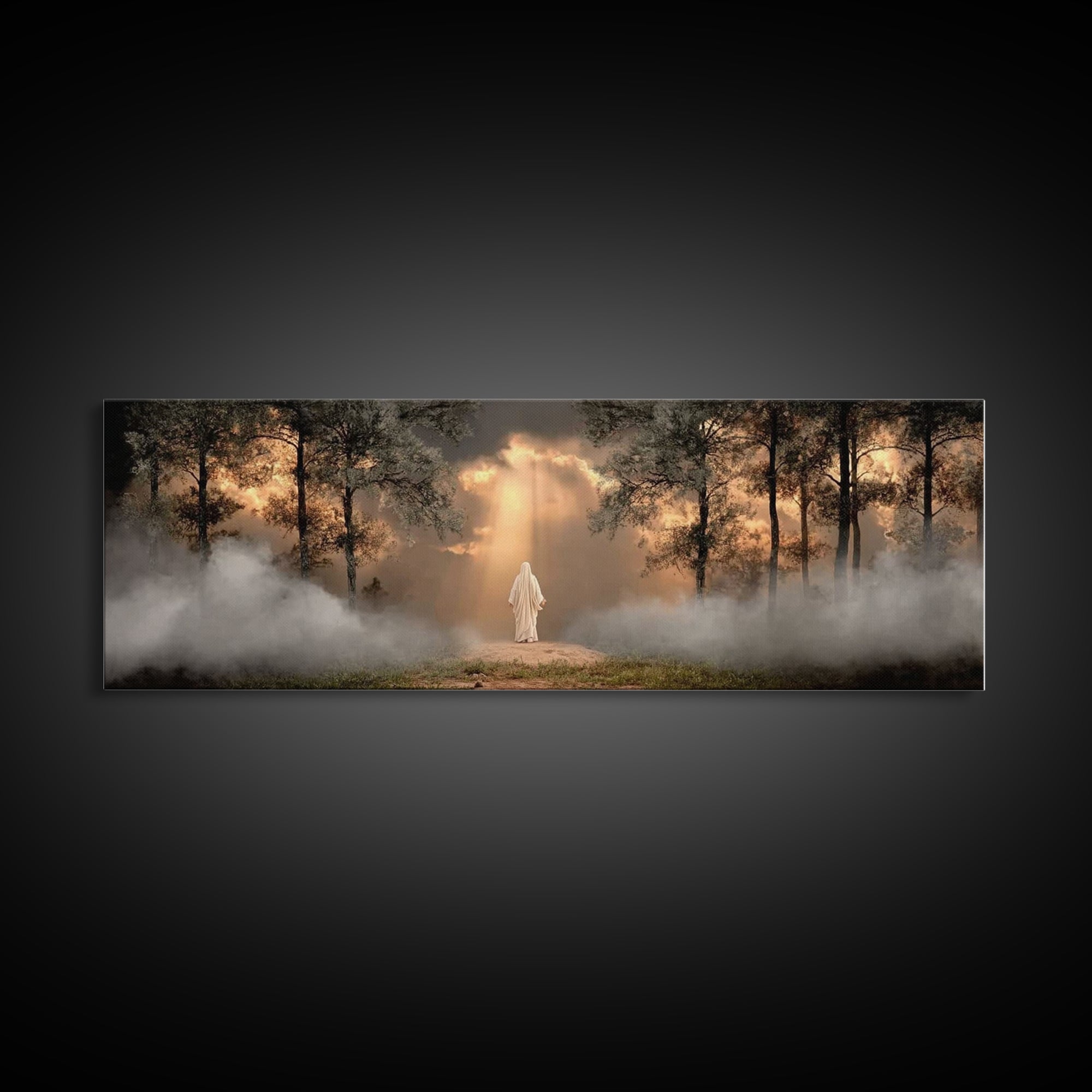 Forest Of Revelation – Framed Canvas Print – Panoramic Art – Christian Wall Art – Jesus Painting – Christian Art Canvas – Christian Decorat