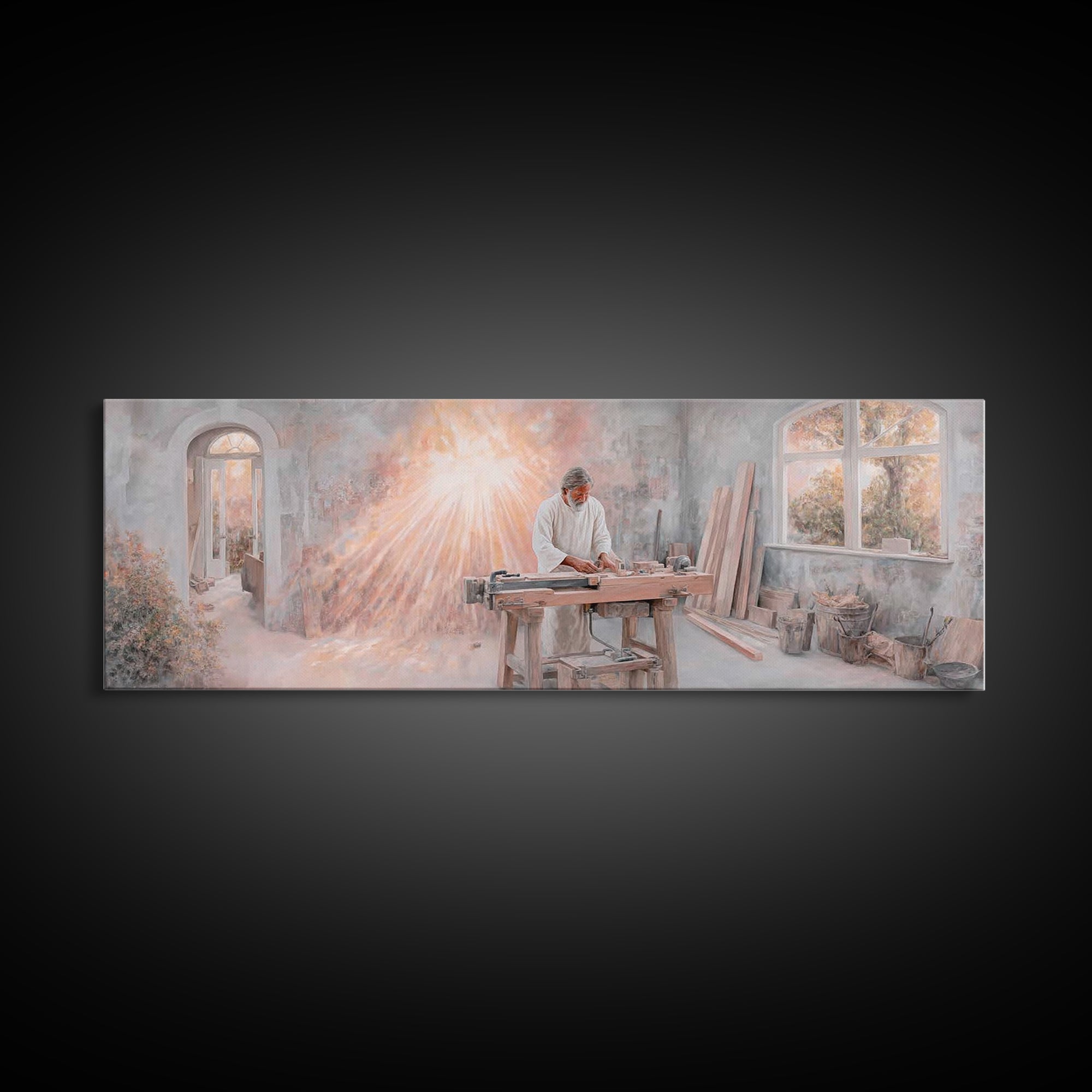 Sanctuary Of Creation – Framed Canvas Print – Christian Art – Panoramic Painting – Christian Art Canvas – Jesus Painting – Christian Wall A