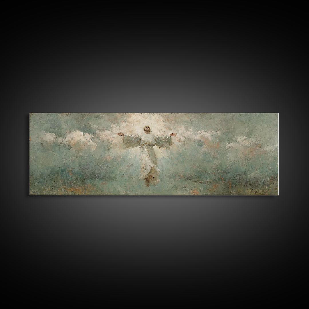 Rising Light | Framed Canvas Print | Christian Art | Christian Art Canvas | Panoramic Wall Art | Jesus Painting | Christian Gift