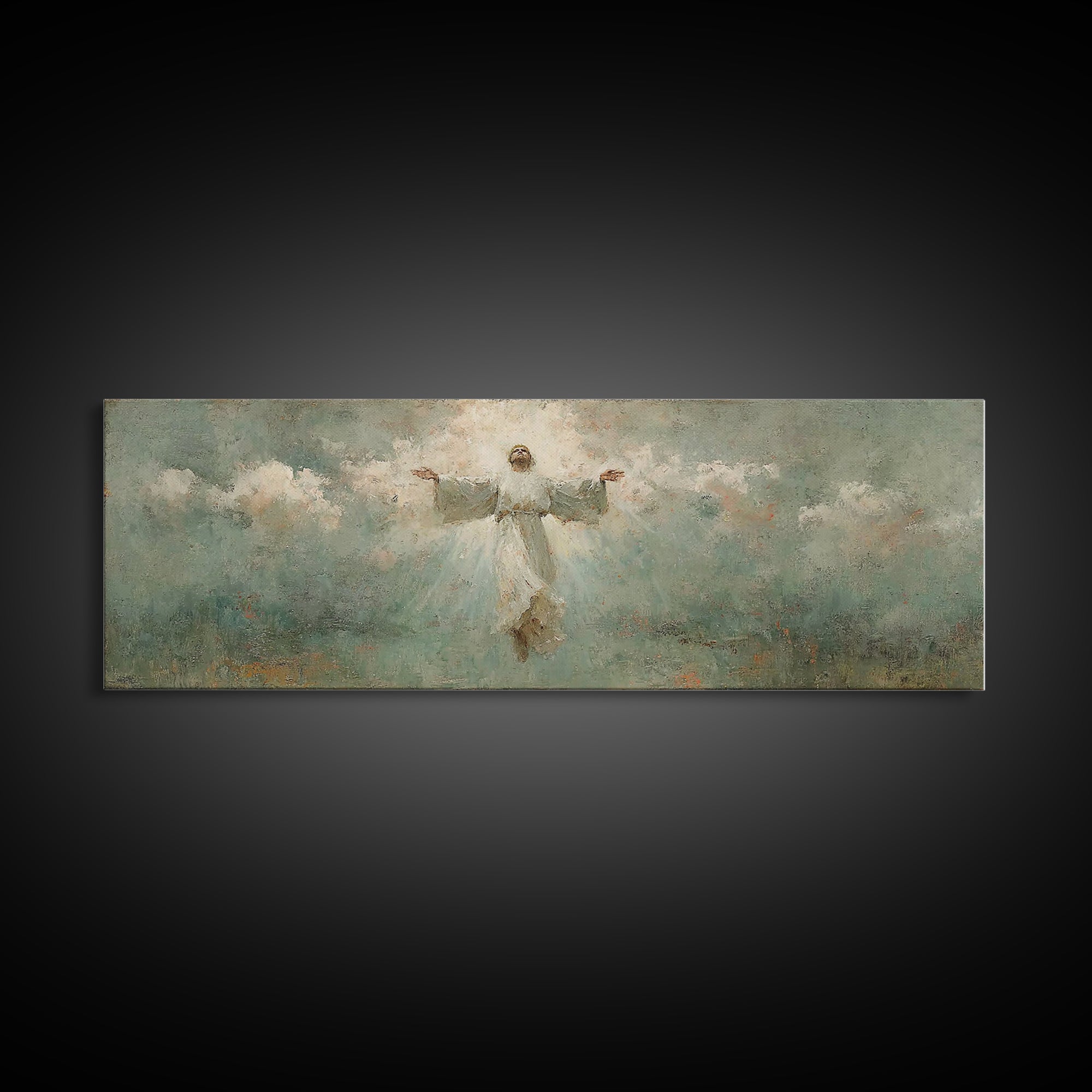 Rising Light | Framed Canvas Print | Christian Art | Christian Art Canvas | Panoramic Wall Art | Jesus Painting | Christian Gift