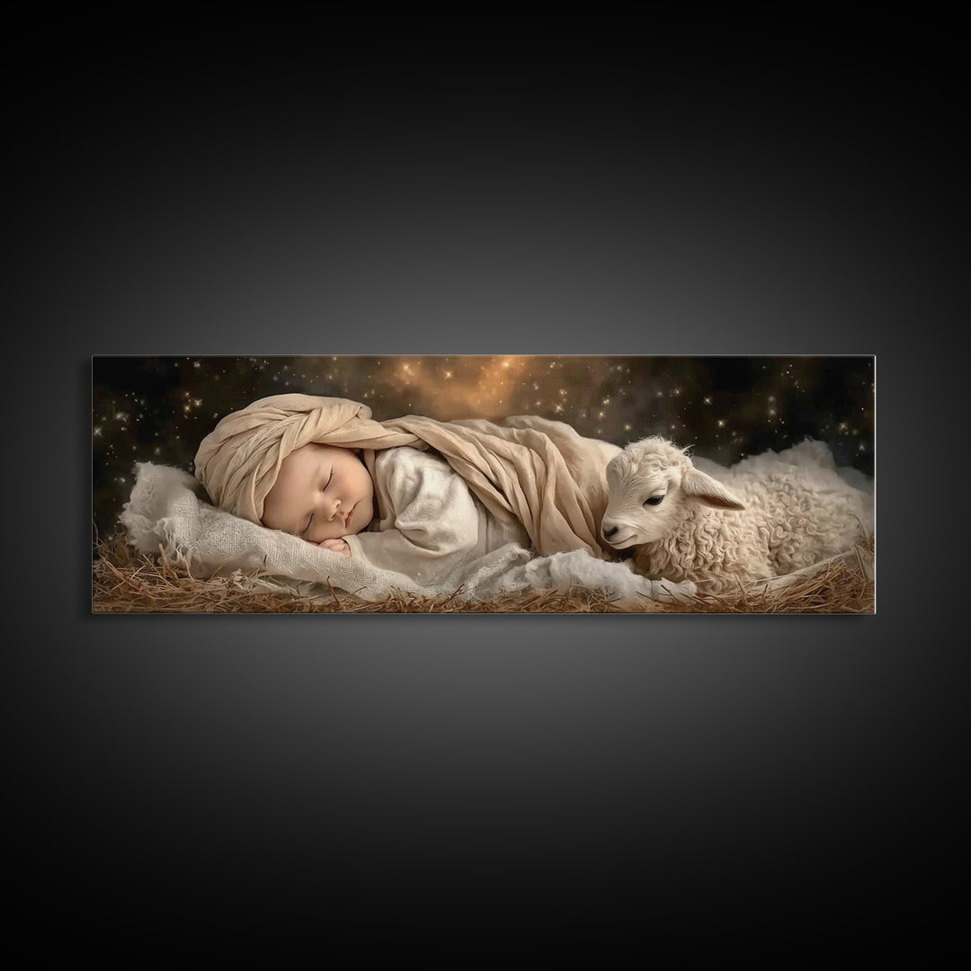 Heaven’s Peace – Framed Canvas Print – Christian Wall Art – Christian Art Canvas – Christmas Art – Panoramic Art – Jesus Painting