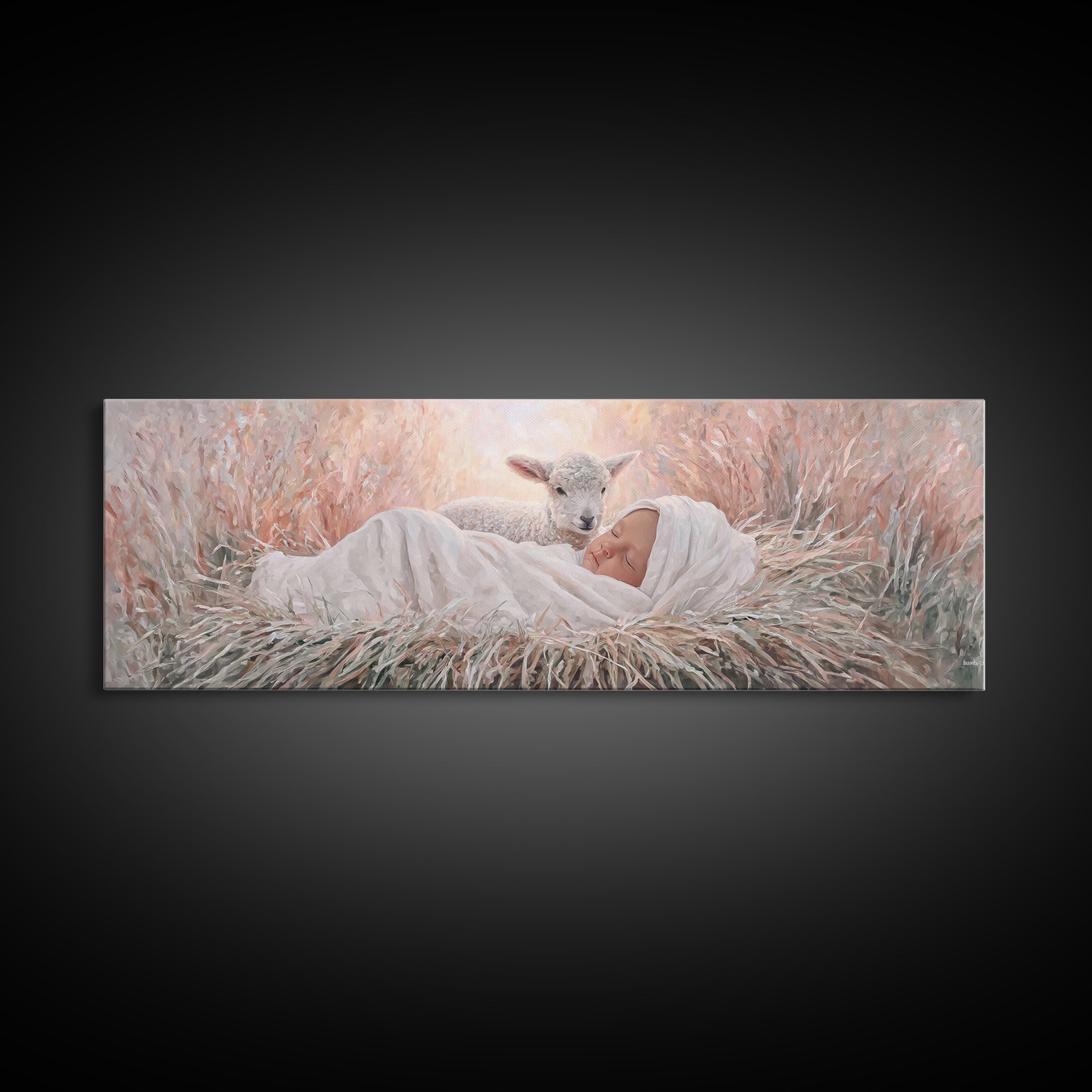 Grace In The Meadow – Framed Canvas Print – Christian Wall Art – Christian Art Canvas – Christmas Art – Panoramic Wall Art – Christian Deco