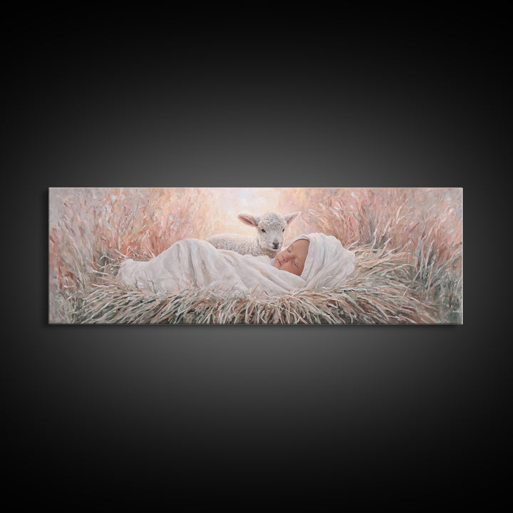 Grace In The Meadow – Framed Canvas Print – Christian Wall Art – Christian Art Canvas – Christmas Art – Panoramic Wall Art – Christian Deco