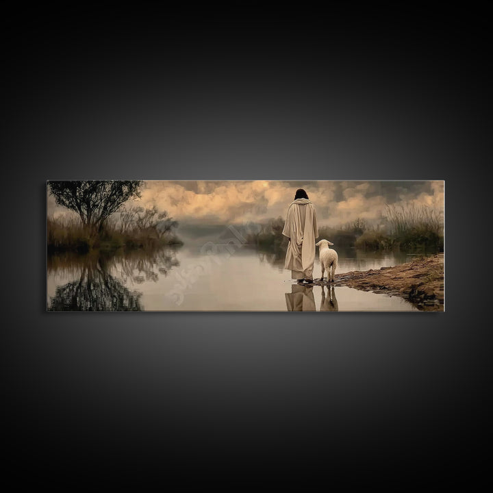 River Of Stillness | Framed Canvas Print | Christian Wall Art | Christian Art Canvas | Panoramic Art | Jesus Painting | Christian Christmas