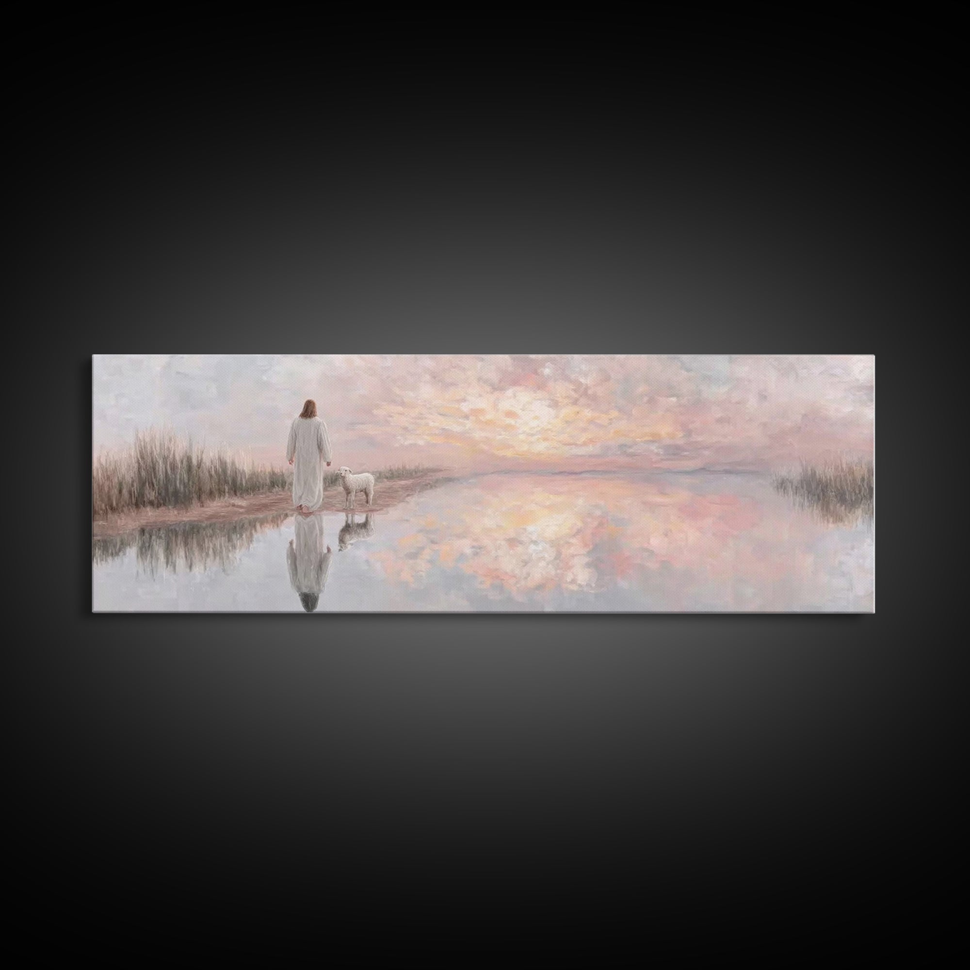 Morning Path Of Grace – Framed Canvas Print – Panoramic Art – Christian Wall Art – Christian Art Canvas – Jesus Painting – Christian Decor