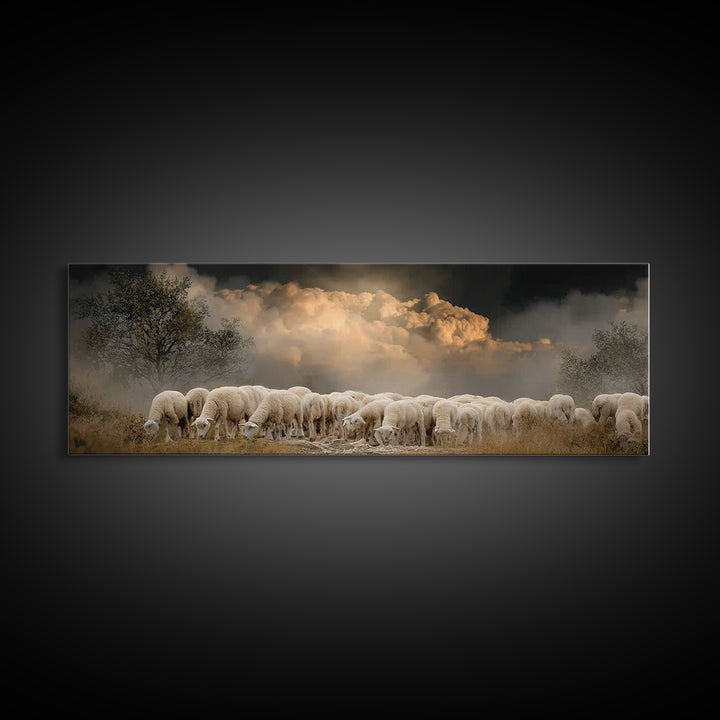 Gathered In Peace – Framed Canvas Print – Panoramic Print – Christian Wall Art – Christian Art Canvas – Christian Painting – Christian Chri