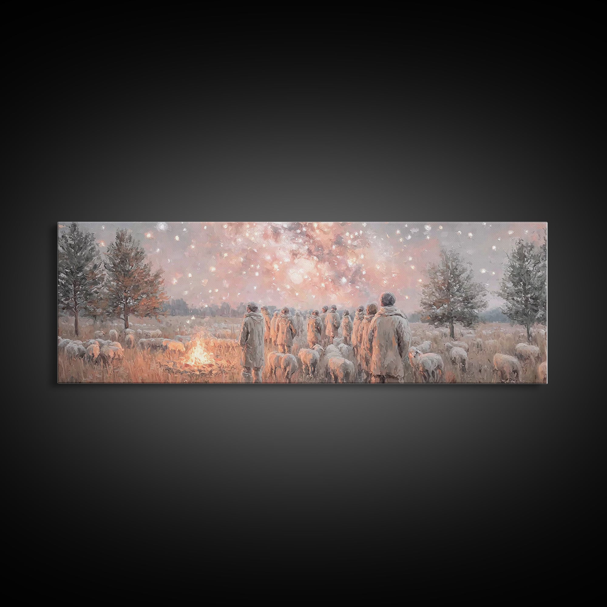 Heavenly Signs, Framed Canvas Print, Extra Wide Art, Christian Christmas Art, Christian Art Canvas, Christmas Wall Art, Christian Decor