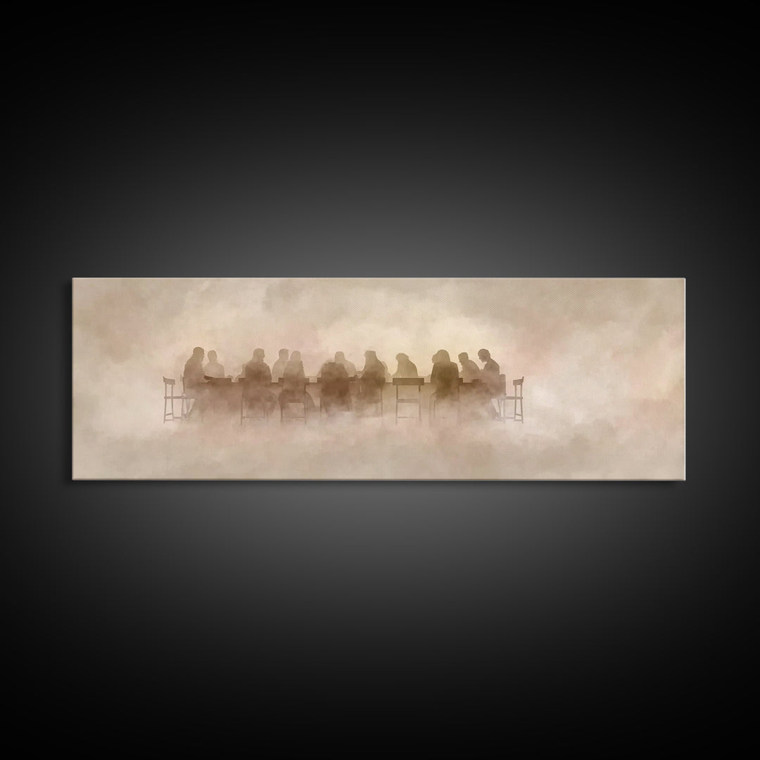 Mist In The Upper Room – Framed Canvas Print – Panoramic Painting – Christian Wall Art – Christian Art Canvas – Jesus Painting – Modern Chr