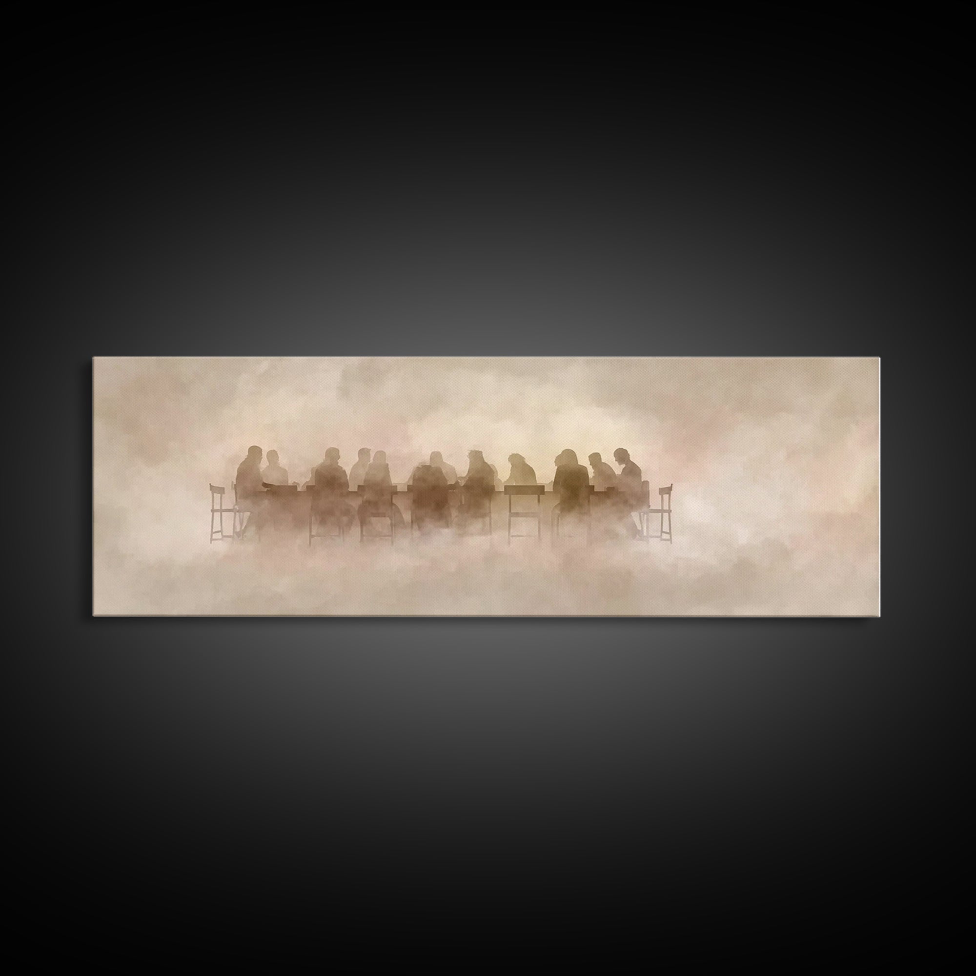 Mist In The Upper Room – Framed Canvas Print – Panoramic Painting – Christian Wall Art – Christian Art Canvas – Jesus Painting – Modern Chr