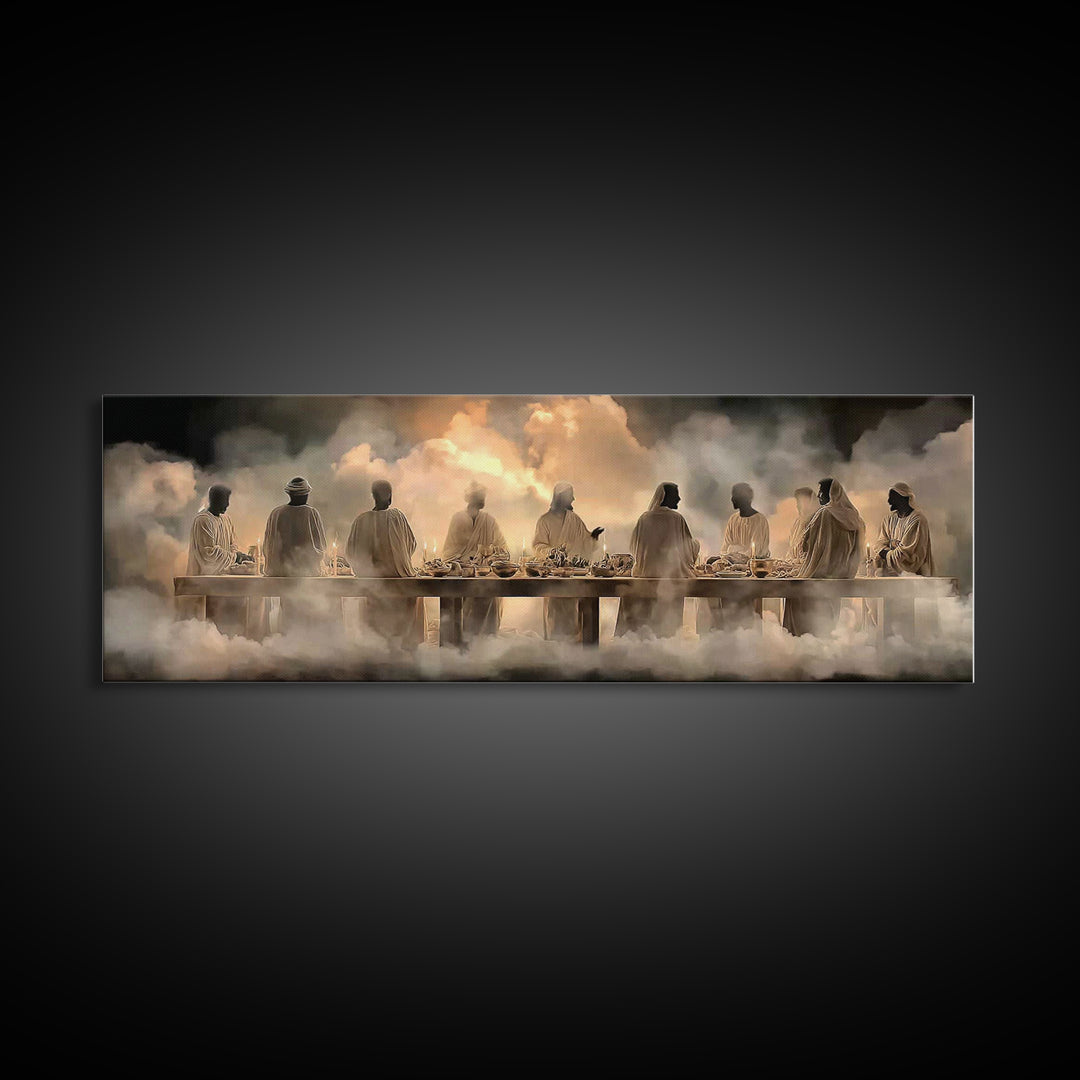 Cloudborne Communion | Framed Canvas Print | Panoramic Art | Christian Art Canvas | Jesus Painting | Christian Wall Art | Large Christian A