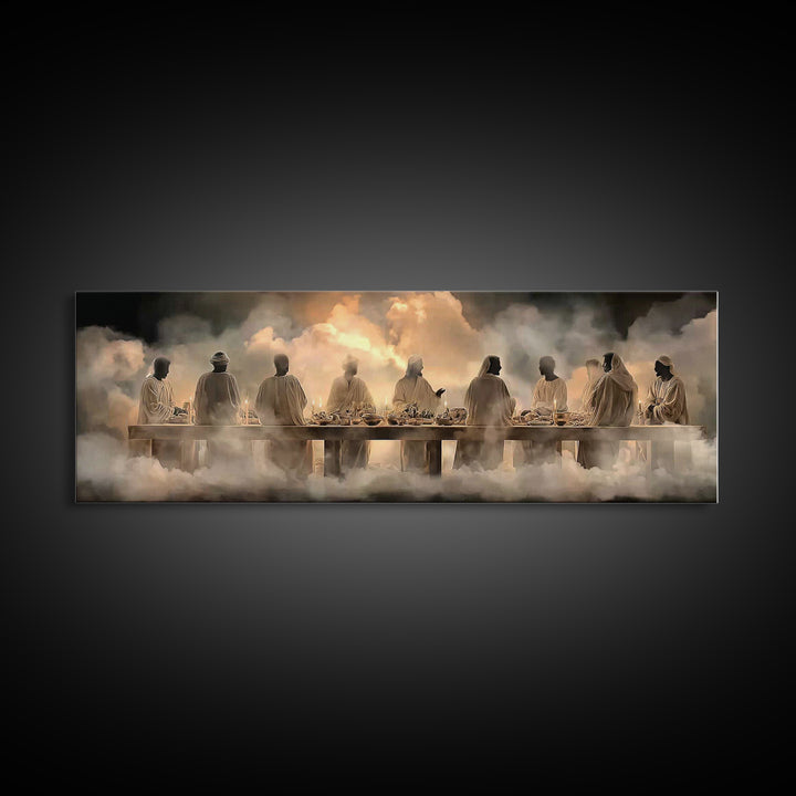 Cloudborne Communion | Framed Canvas Print | Panoramic Art | Christian Art Canvas | Jesus Painting | Christian Wall Art | Large Christian A