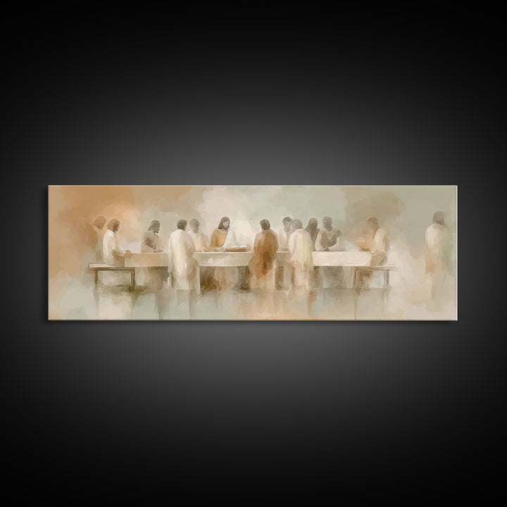 Last Light Communion – Framed Canvas Print – Panoramic Wall Art – Jesus Painting – Christian Art – Modern Christian Art – Christian Wall Ar