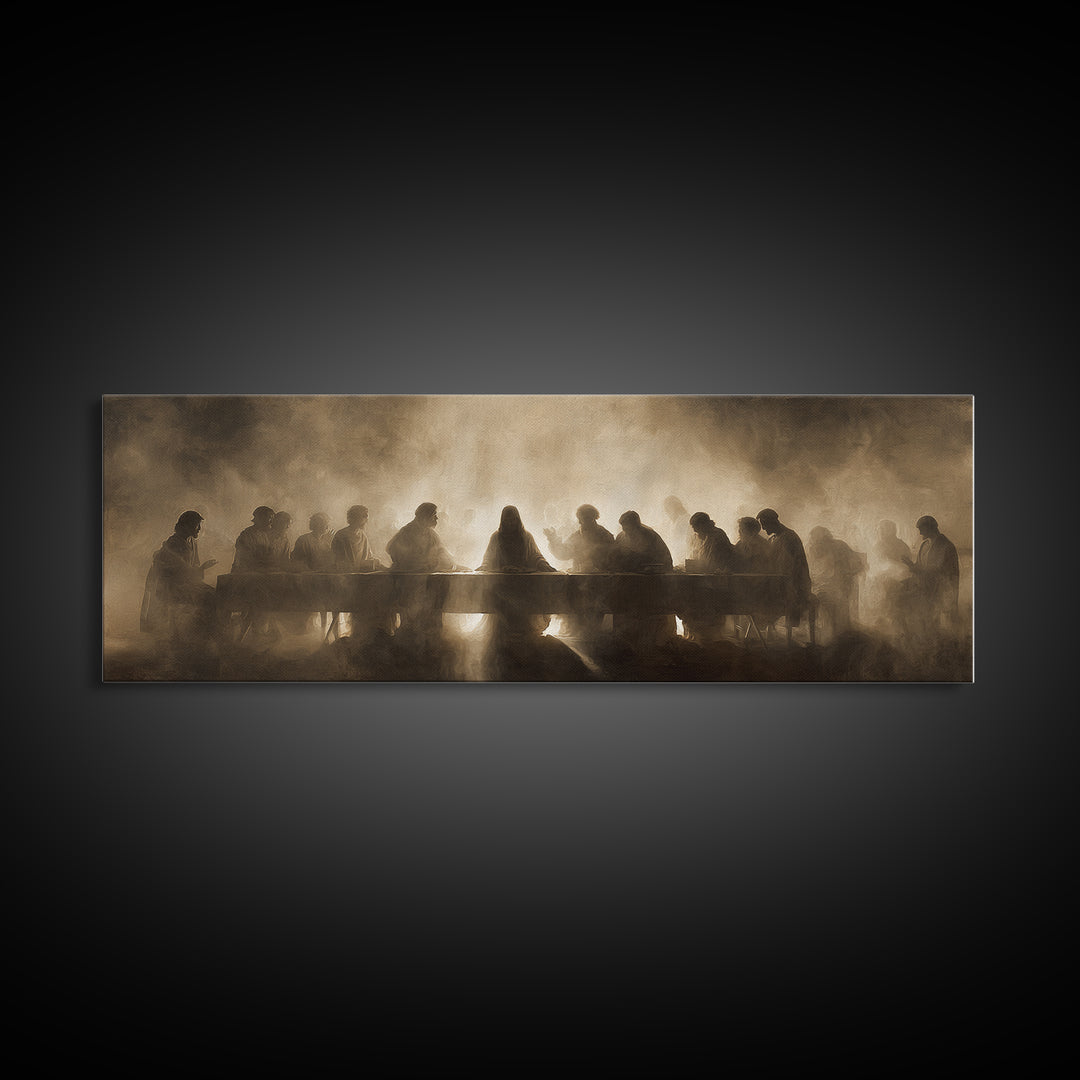 Desert Supper Glow | Framed Canvas Print | Panoramic Print | Christian Wall Art | Jesus Painting | Christian Art Canvas | Modern Christian