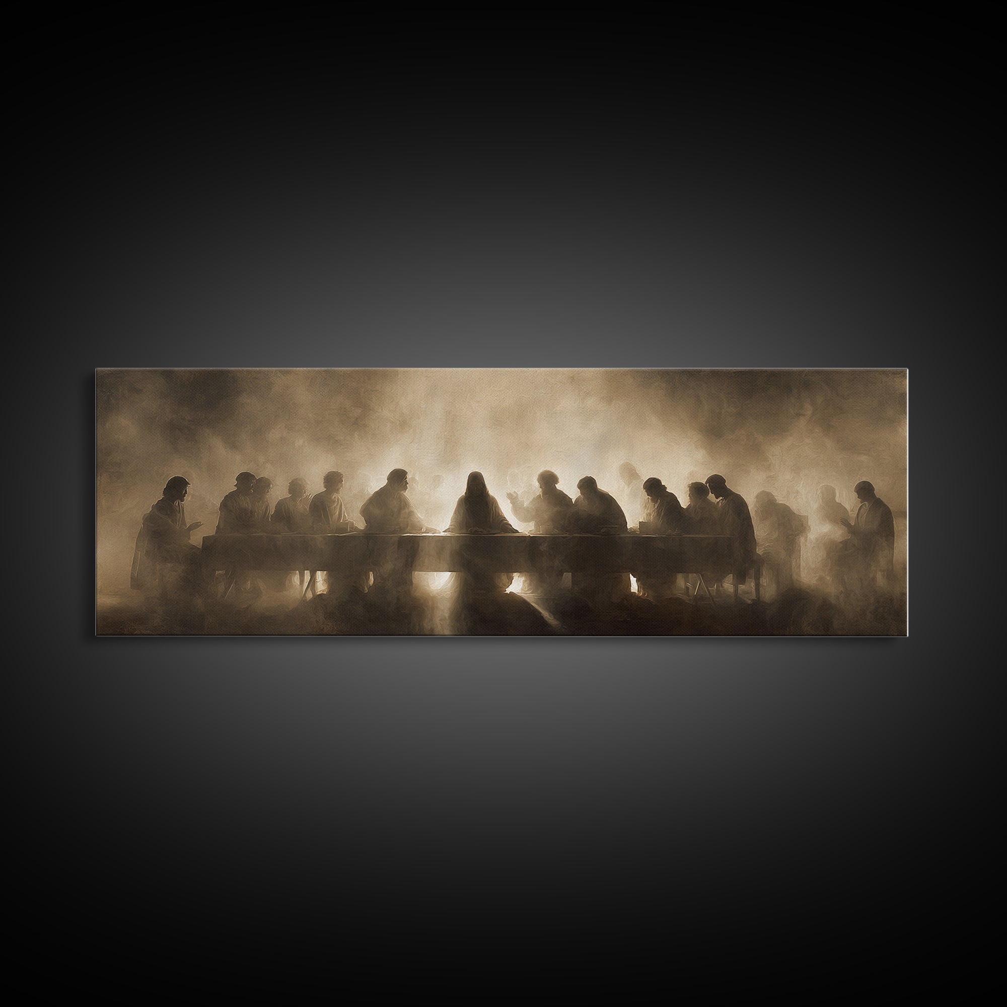 Desert Supper Glow | Framed Canvas Print | Panoramic Print | Christian Wall Art | Jesus Painting | Christian Art Canvas | Modern Christian