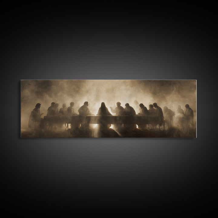 Desert Supper Glow | Framed Canvas Print | Panoramic Print | Christian Wall Art | Jesus Painting | Christian Art Canvas | Modern Christian