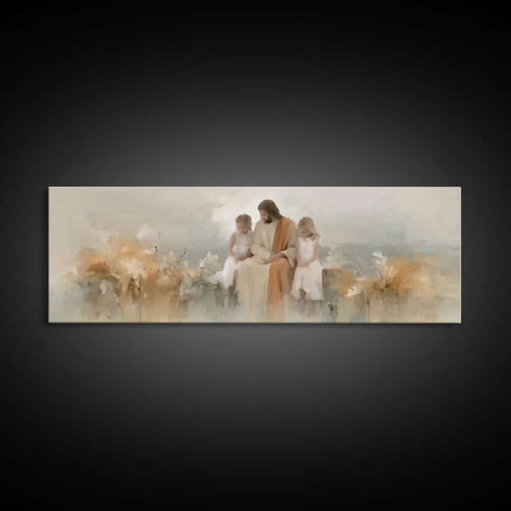 Flowers Of Mercy – Framed Canvas Print – Panoramic Painting – Christian Art – Jesus Painting – Christian Art Canvas – Christian Wall Art