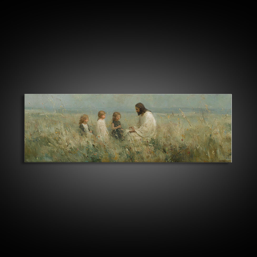 Garden Of Hope, Framed Canvas Print, Christian Art Canvas, Jesus Painting, Christian Wall Art, Panoramic Art, Christmas Art