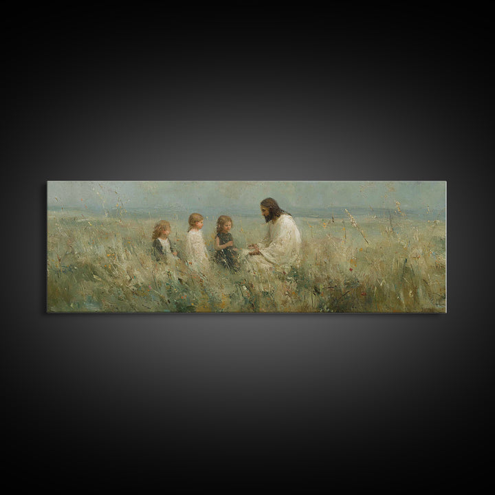 Garden Of Hope, Framed Canvas Print, Christian Art Canvas, Jesus Painting, Christian Wall Art, Panoramic Art, Christmas Art