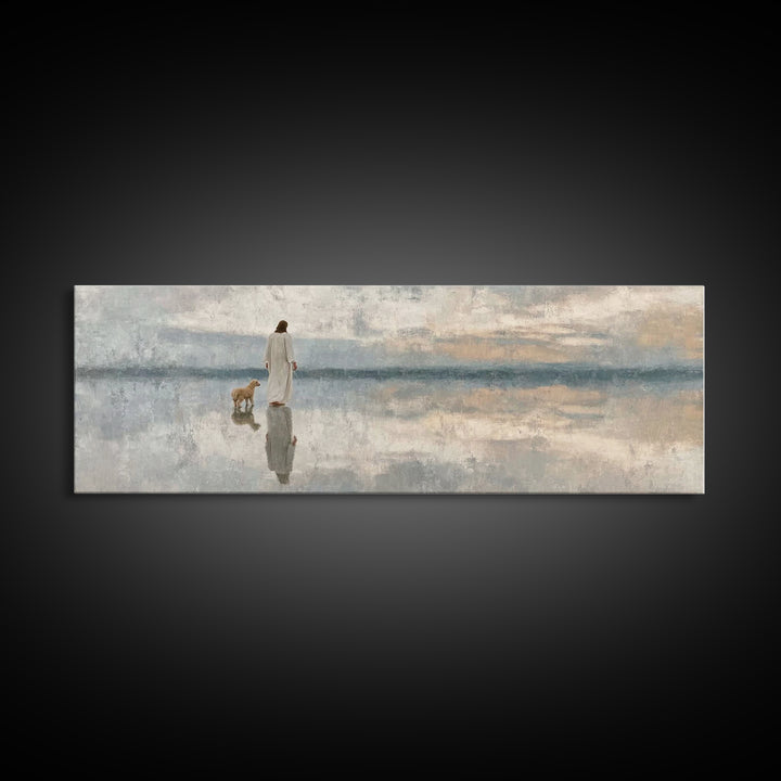 Reflective Grace – Framed Canvas Print – Christian Art Canvas – Jesus Painting – Christian Wall Art – Panoramic Wall Art – Christian Gift