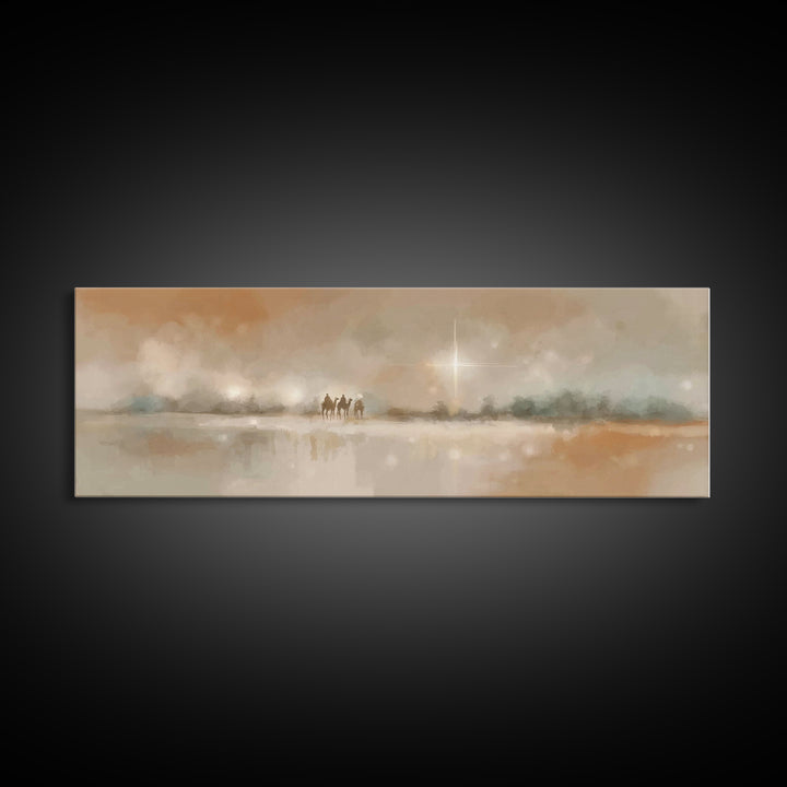 Guided By The Light | Framed Canvas Print | Christian Art Canvas | Christmas Art | Panoramic Wall Art | Christian Wall Art | Christian Gift
