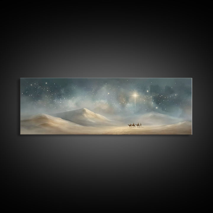 Desert Star Rising – Framed Canvas Print – Christmas Art – Panoramic Print – Christian Wall Art – Christian Art Canvas – Christian Christma