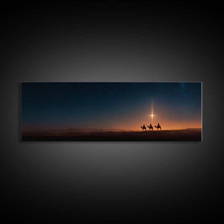 The Guiding Star – Framed Canvas Print – Panoramic Art – Christian Wall Art – Christmas Art – Christian Christmas Art – Jesus Painting