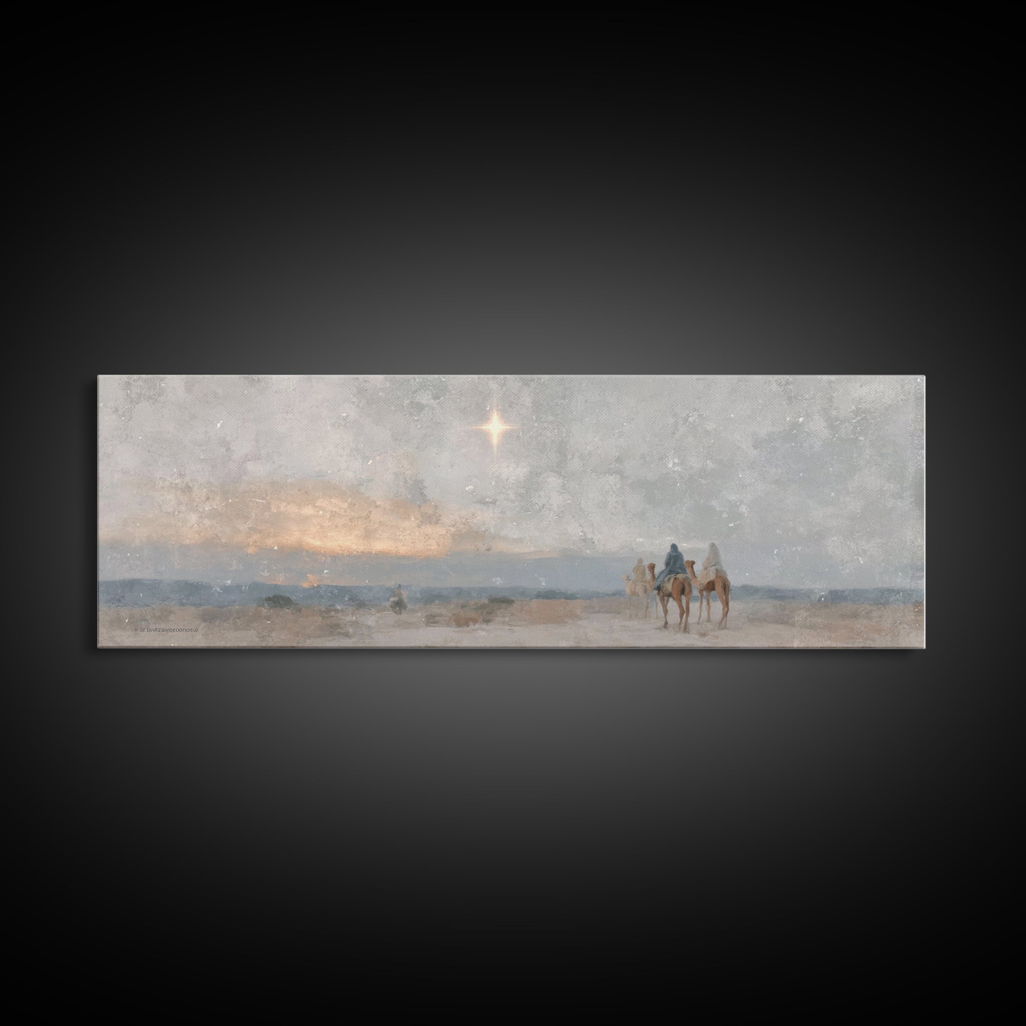 Desert Star Journey | Framed Canvas Print | Panoramic Wall Art | Christian Art Canvas | Christmas Art | Christian Christmas Decor | Christi