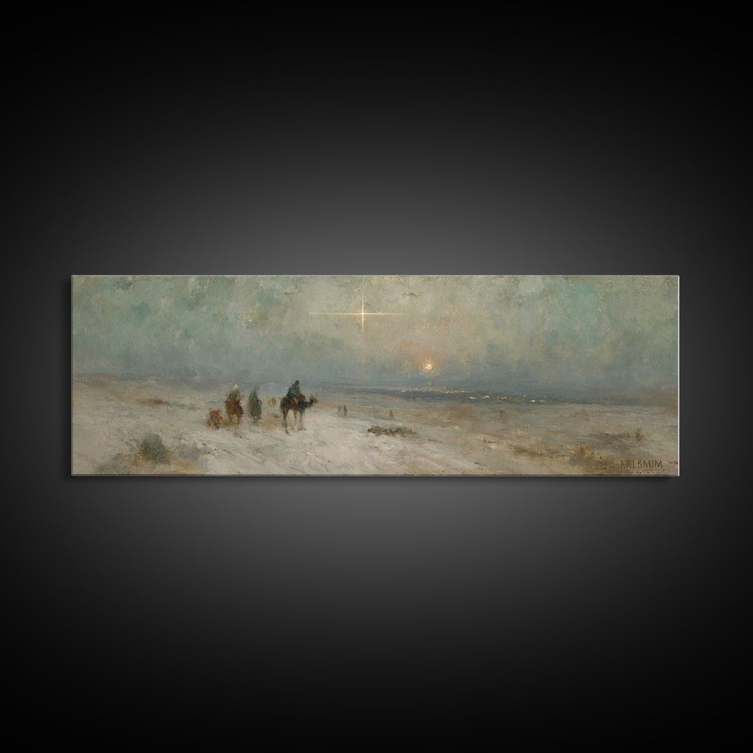 Holy Night Caravan | Framed Canvas Print | Panoramic Print | Christian Christmas Art | Christian Wall Art | Christmas Canvas Wall Art | Chr