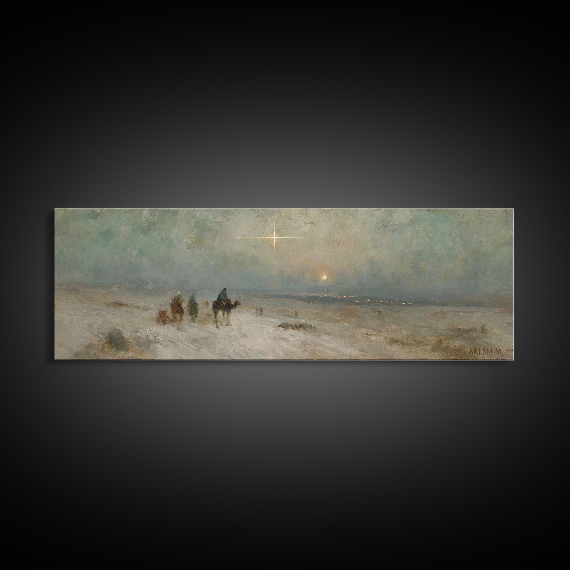 Holy Night Caravan | Framed Canvas Print | Panoramic Print | Christian Christmas Art | Christian Wall Art | Christmas Canvas Wall Art | Chr
